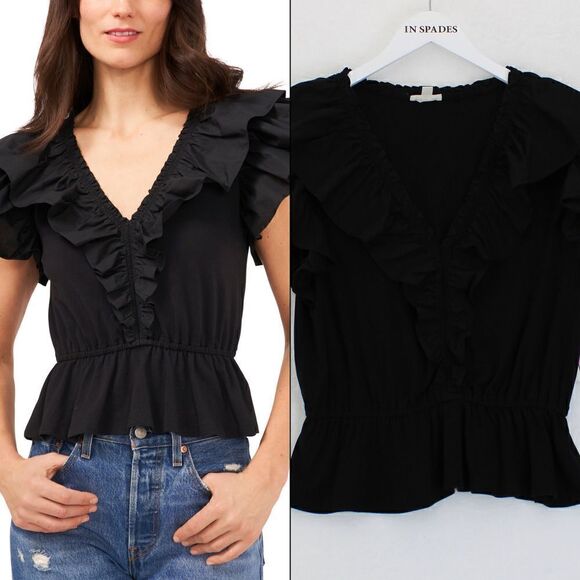 Riley & Rae Ruffled V-Neck Blouse - Picture 1 of 3